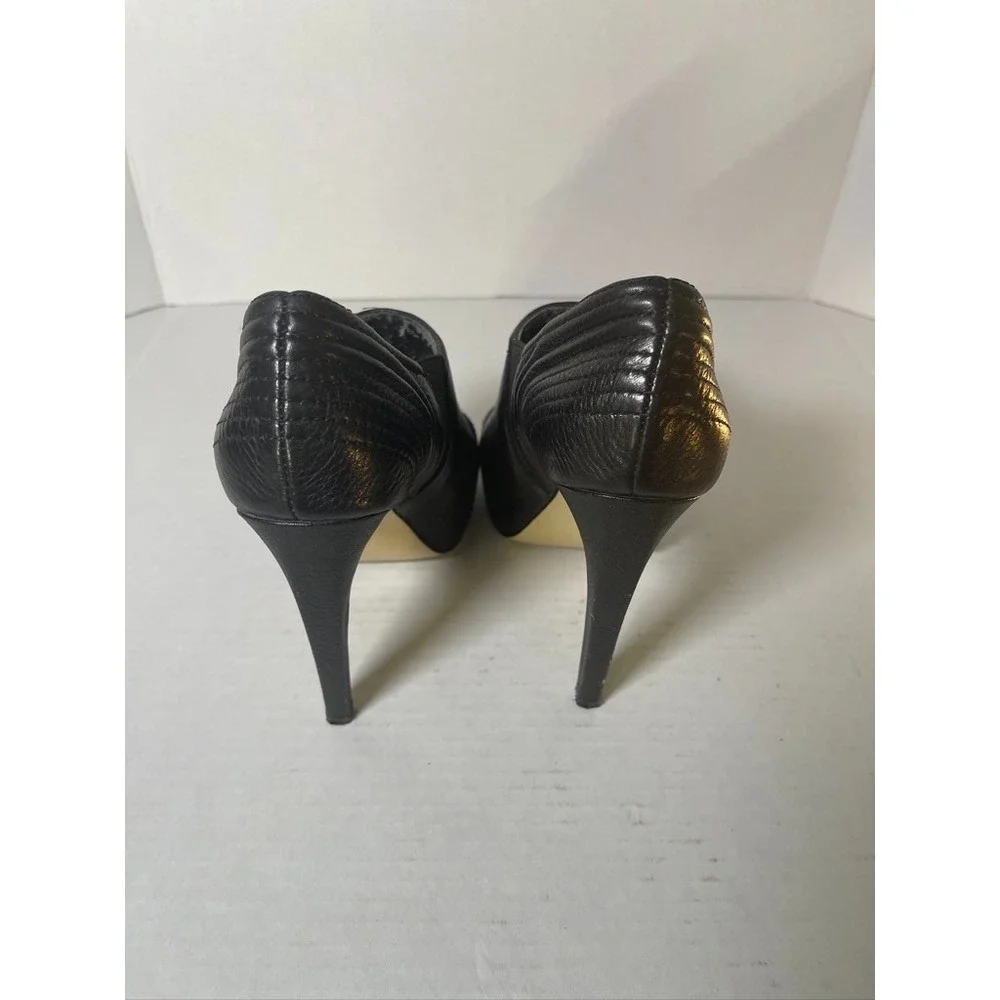 Ladies‎ Calvin Klein Black Leather Peek a boo Bootie Size 6M